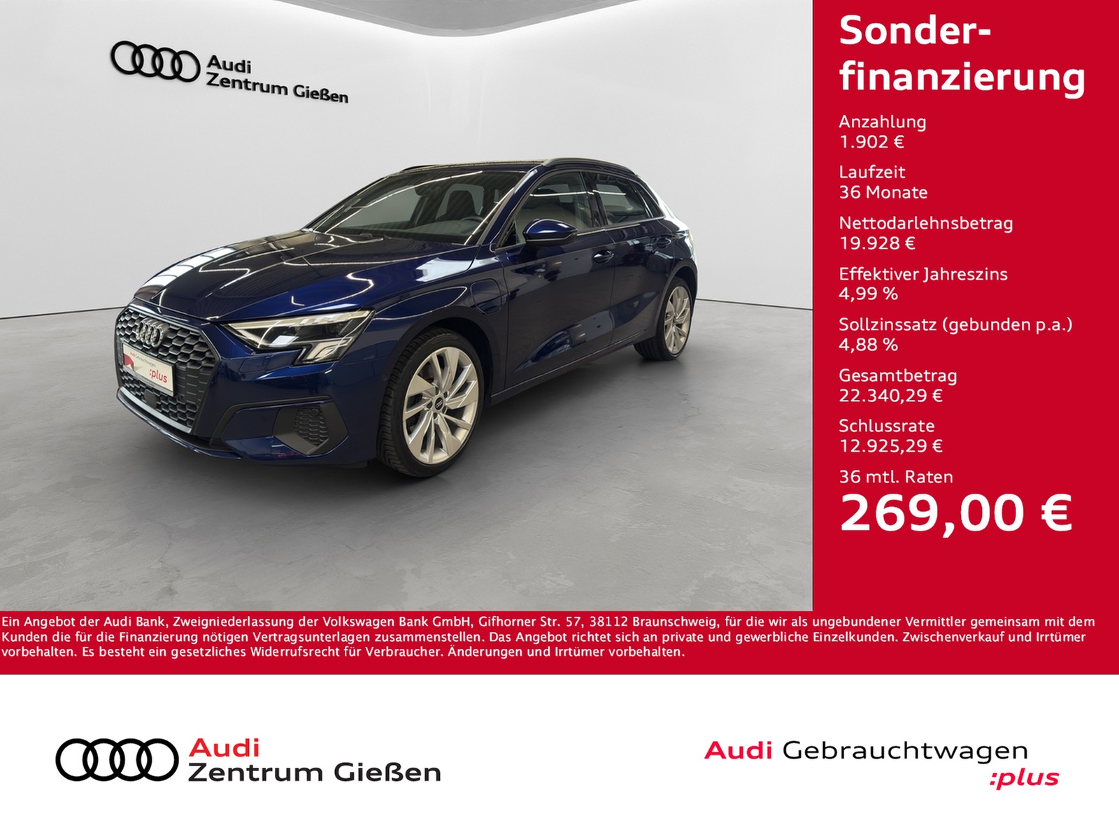 A3 Sportback 40 TFSI e basis smartphone interface LED