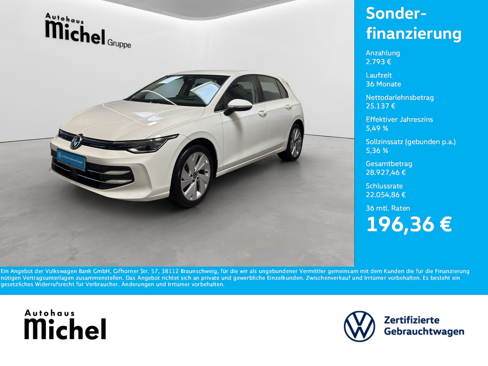 Golf 8 eTSI DSG Style IQ-Light HeadUp AHK ACC Ergositz