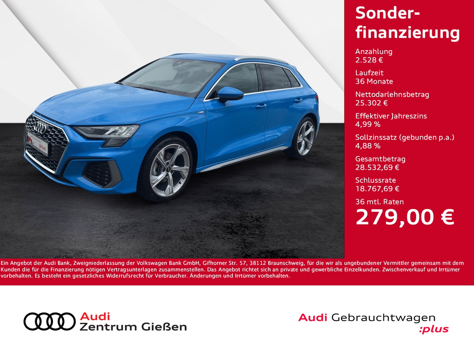 A3 Sportback 30 TDI S line MMI Navi AHK