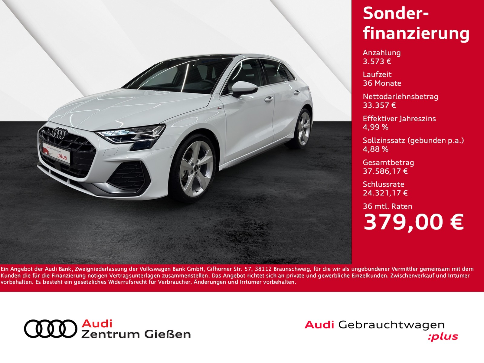 A3 Sportback 35 TFSI S line Pano SONOS Matrix Kamera