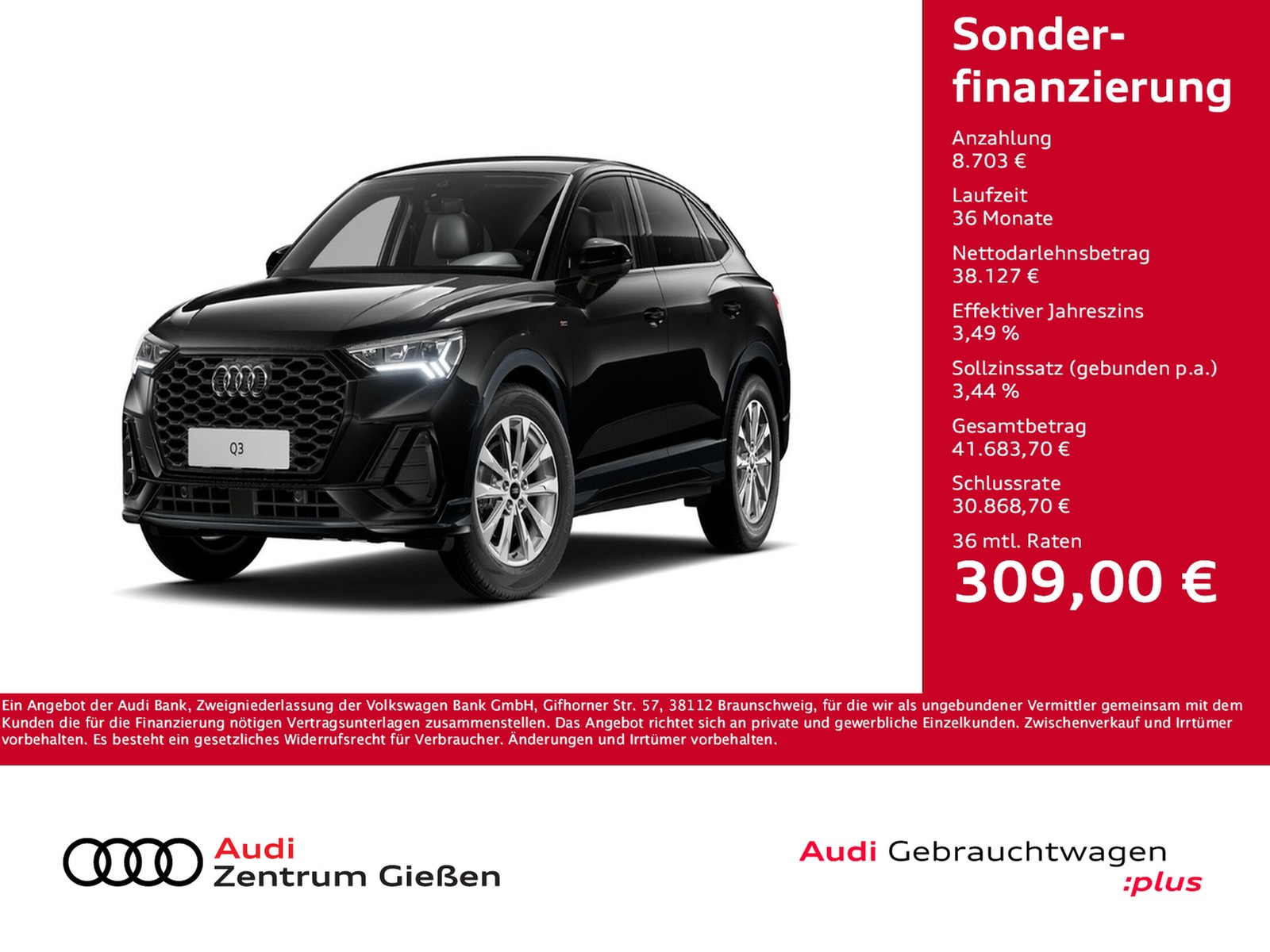 Q3 Sportback 35 TFSI S line Black AHK Navi