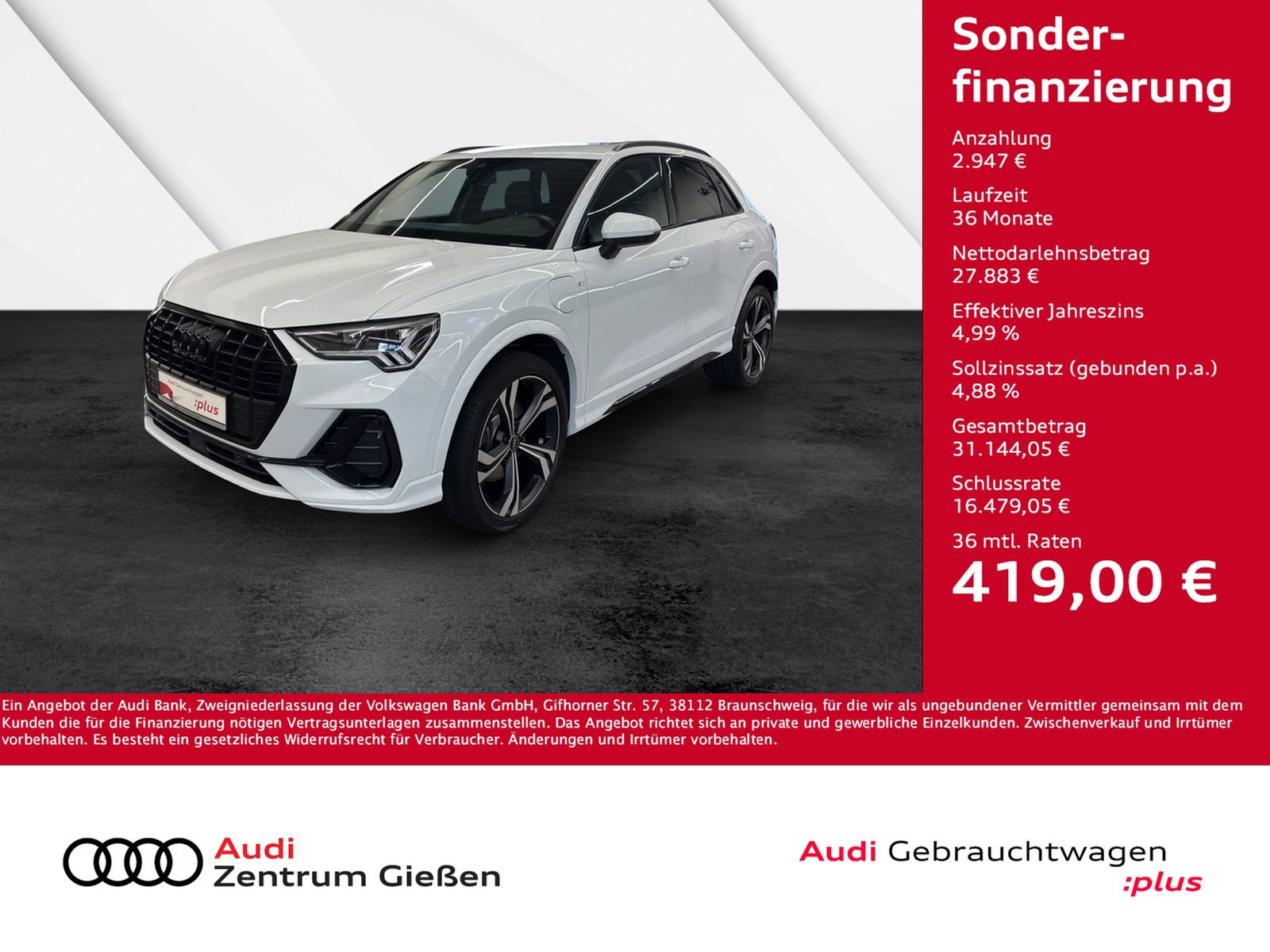 Q3 45 TFSI e S line Black AHK Kamera Navi LED