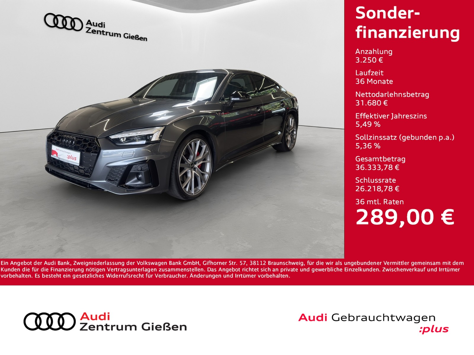 A5 Sportback 45 TFSI quattro S line competition plus B&...