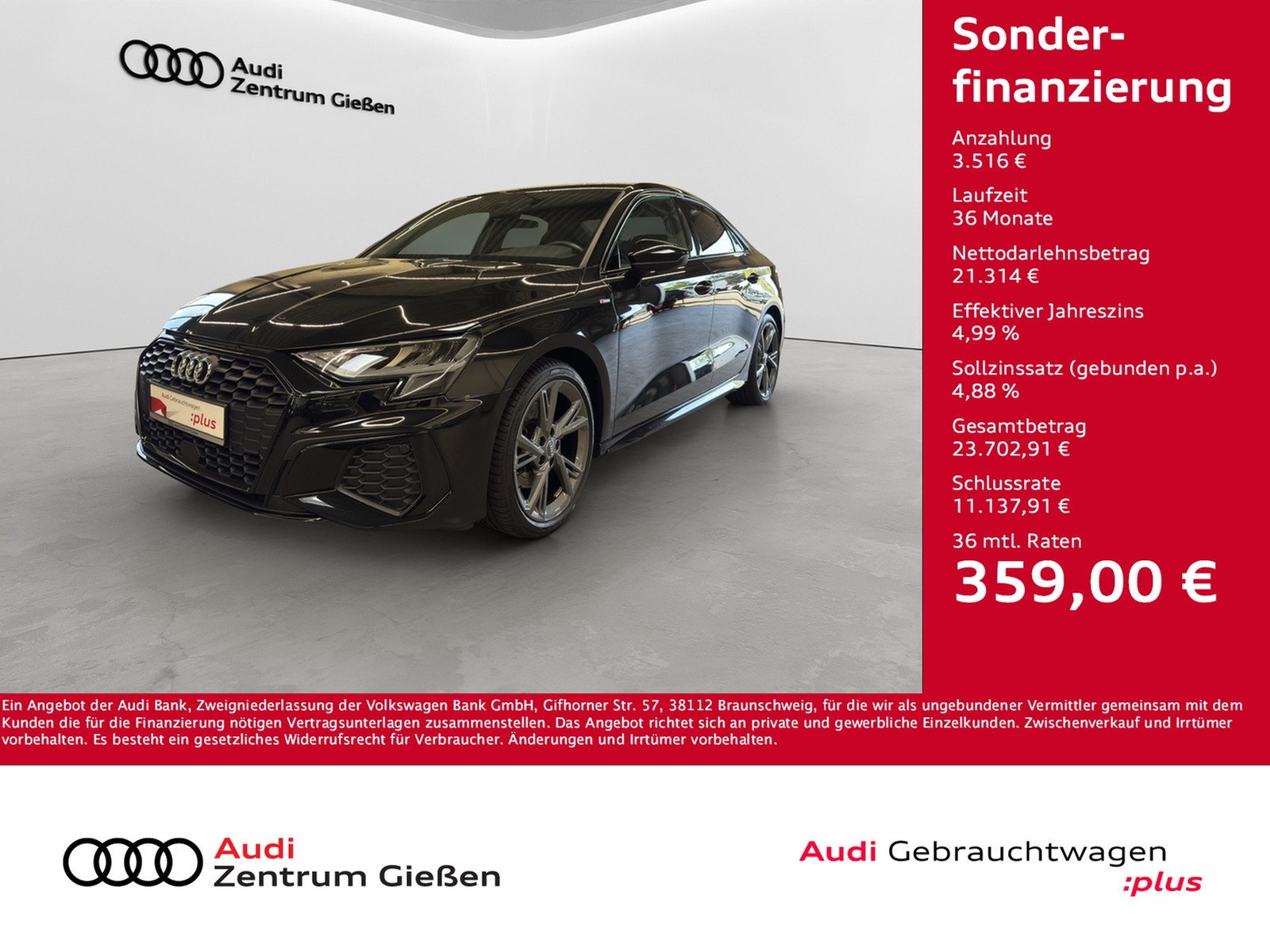 A3 Limousine 35 TFSI S-tronic S line Black Navi