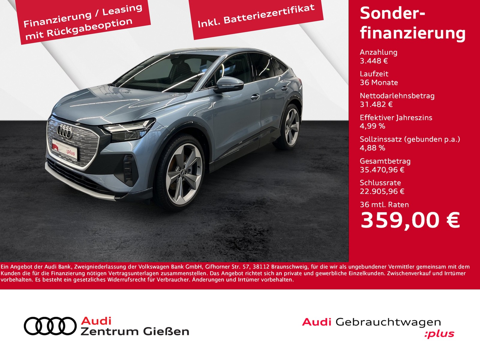 Q4 e-tron Sportback 50 quattro PANO SONOS MMI Navi