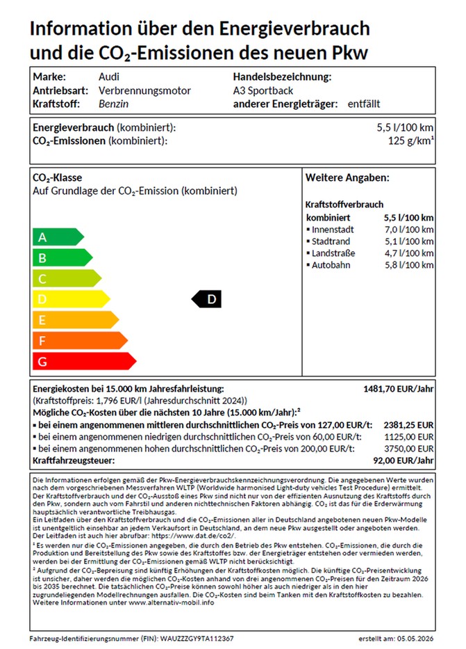 A3 Sportback S line TFSI 110 kW S tronic UPE 43945 El. Sitze, Assistenzpaket Fahren & Parken plus