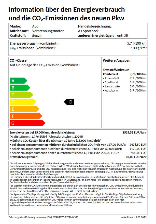 A1 Sportback S line 25 TFSI 70 kW S tronic UPE 32455 Einparkhilfe plus, LED Scheinwerfer