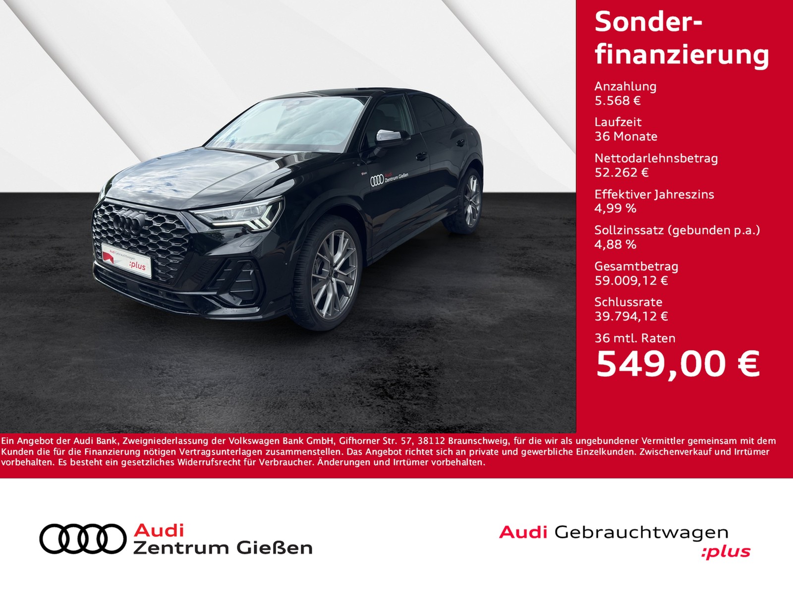 Q3 Sportback 45 TFSI quattro S line Black MATRIX PANO A...