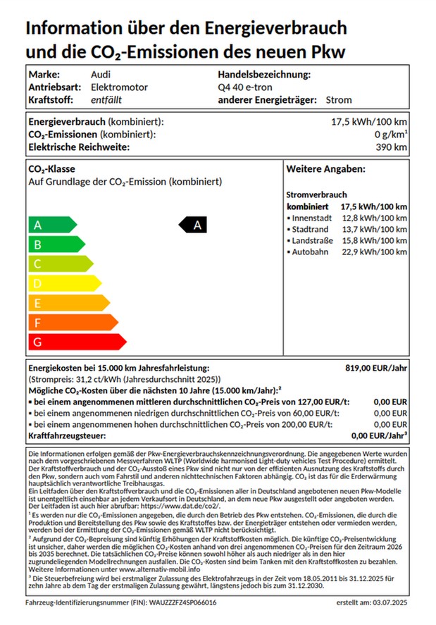Q4 40 e-tron 150 kW UPE 66190 AHK, Pano, Optikpaket schwarz plus, MATRIX, S line MMI pro