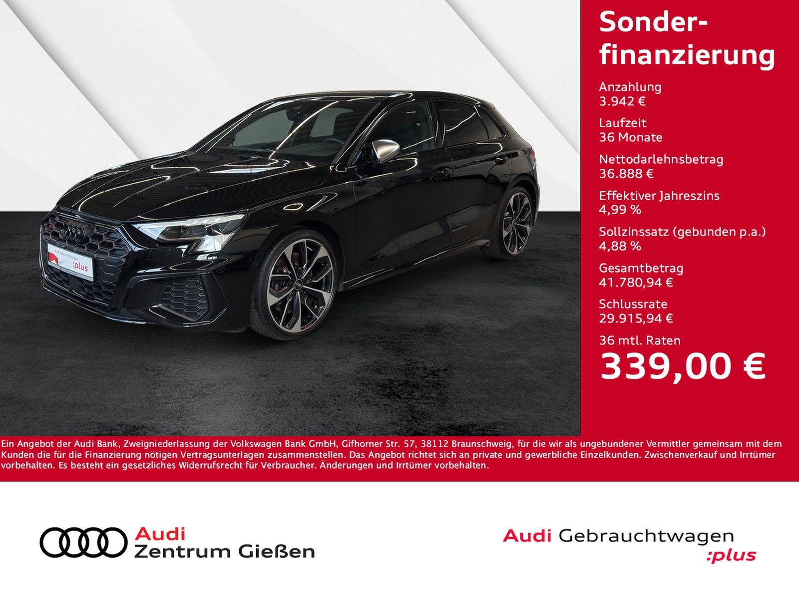 S3 Sportback 2.0 TFSI quattro Black Matrix-LED Assisten...