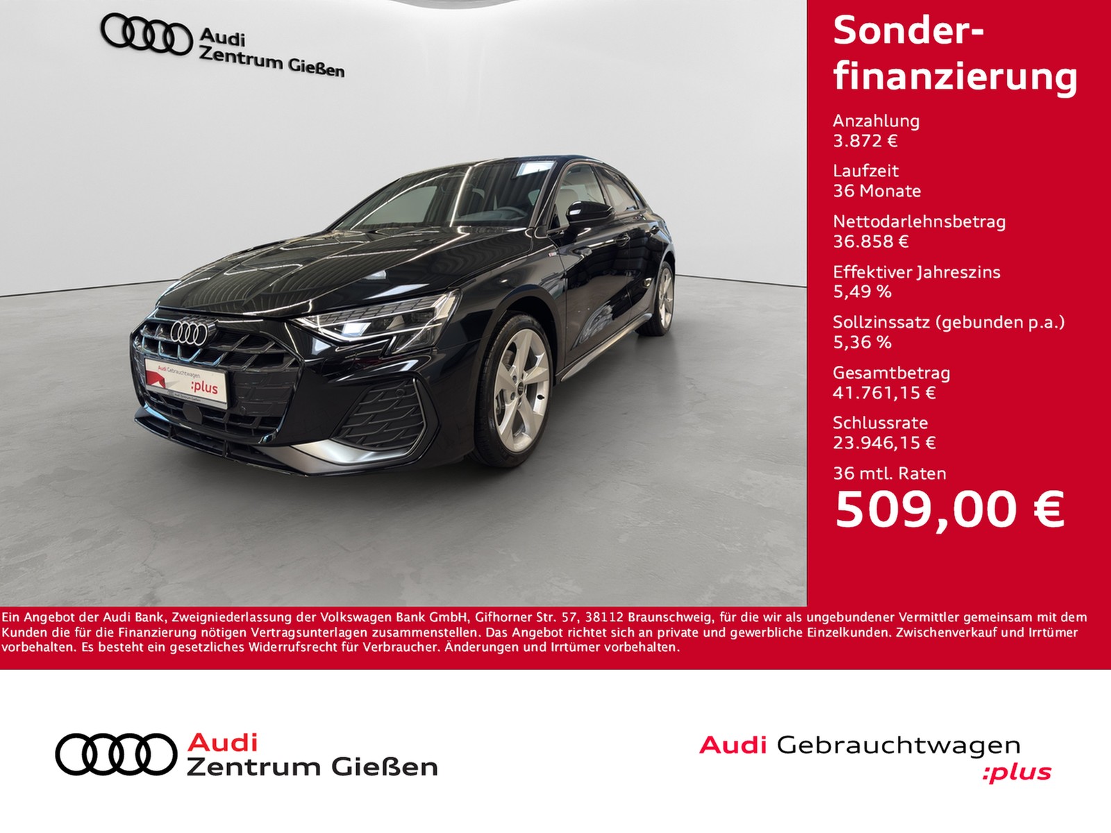 A3 Sportback TFSI quattro S line HuD Navi SONOS