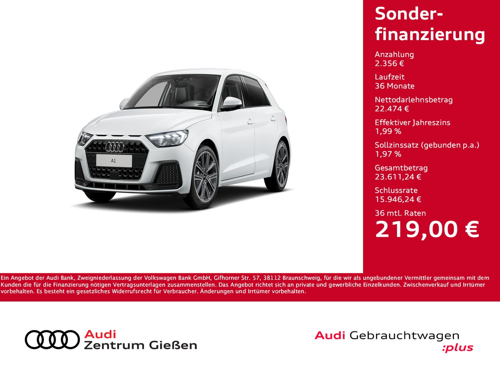 A1 Sportback 25 TFSI advanced LED smartphone interface