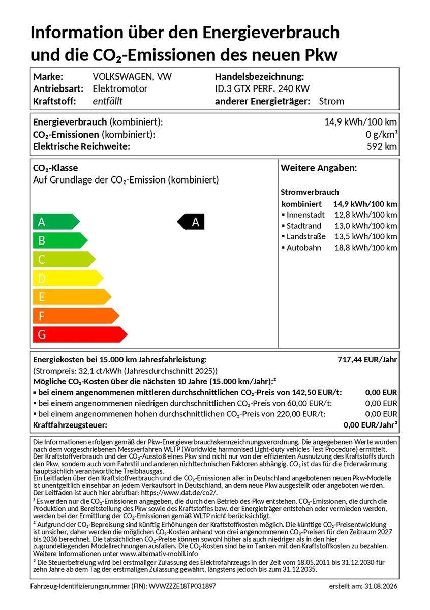 ID.3 GTX Performance 240kW/79kWh IQ-Light DCC Wärmepumpe Kamera