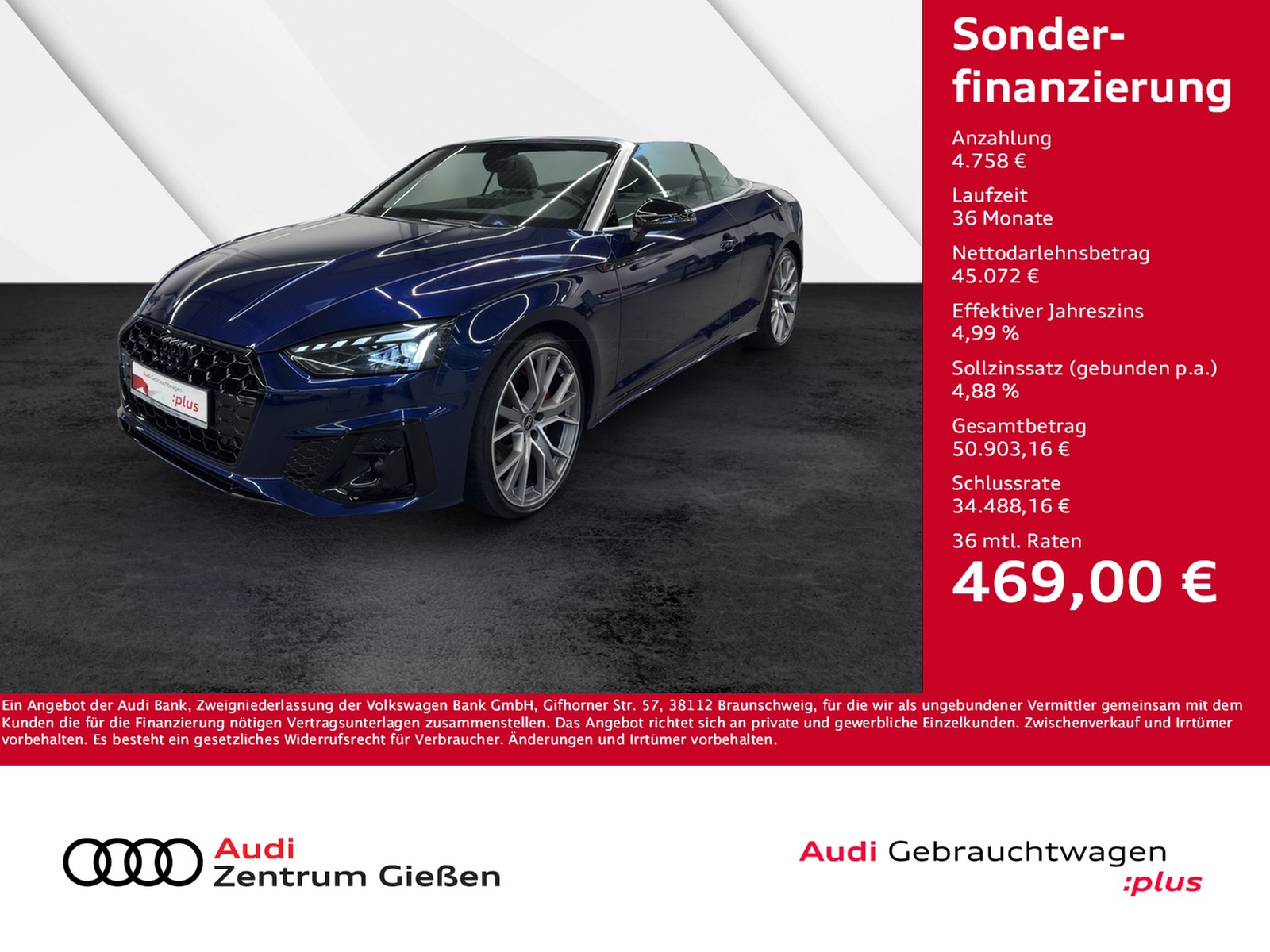 A5 Cabriolet 40 TDI quattro S line Matrix AHK 360°Kame...