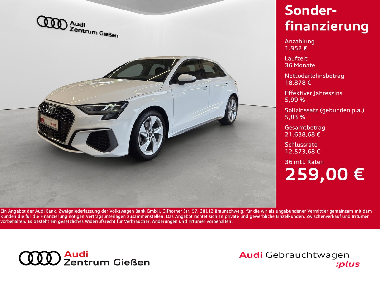 A3 Sportback 30 TFSI S line LED Navi Sitzheizung