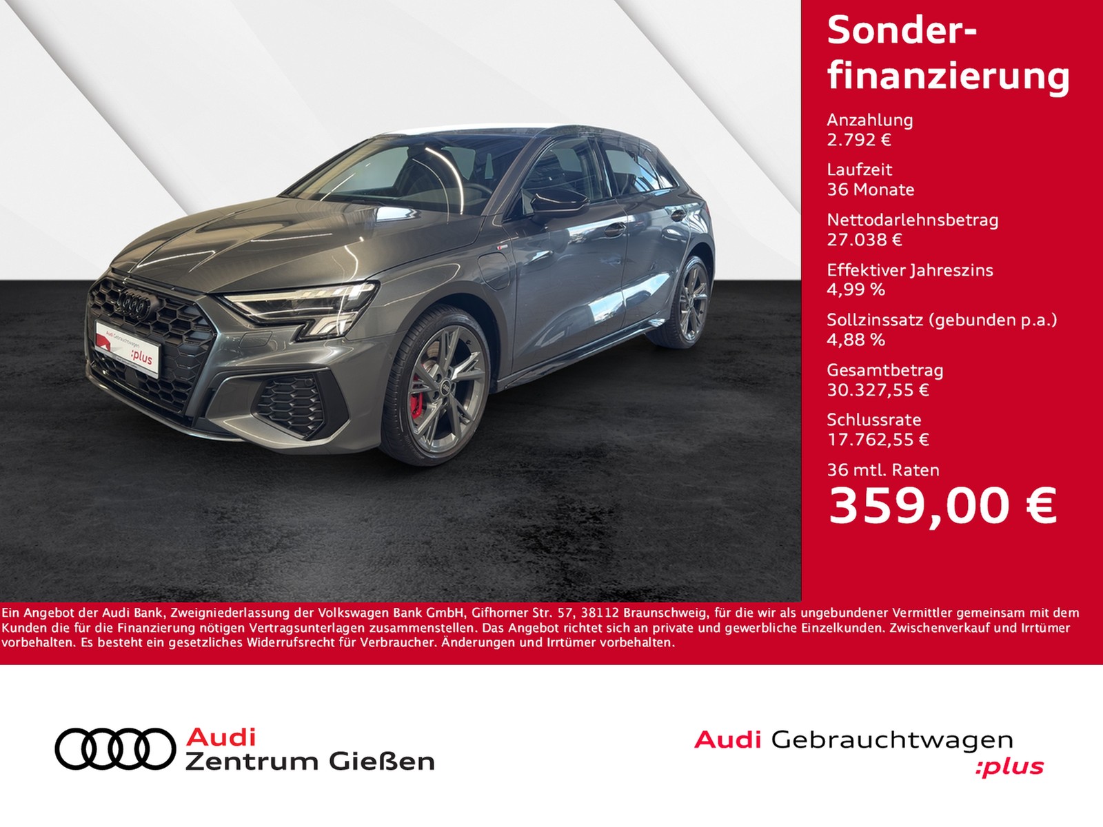 A3 Sportback 45 TFSI e S line Black LED MMI Navi plus