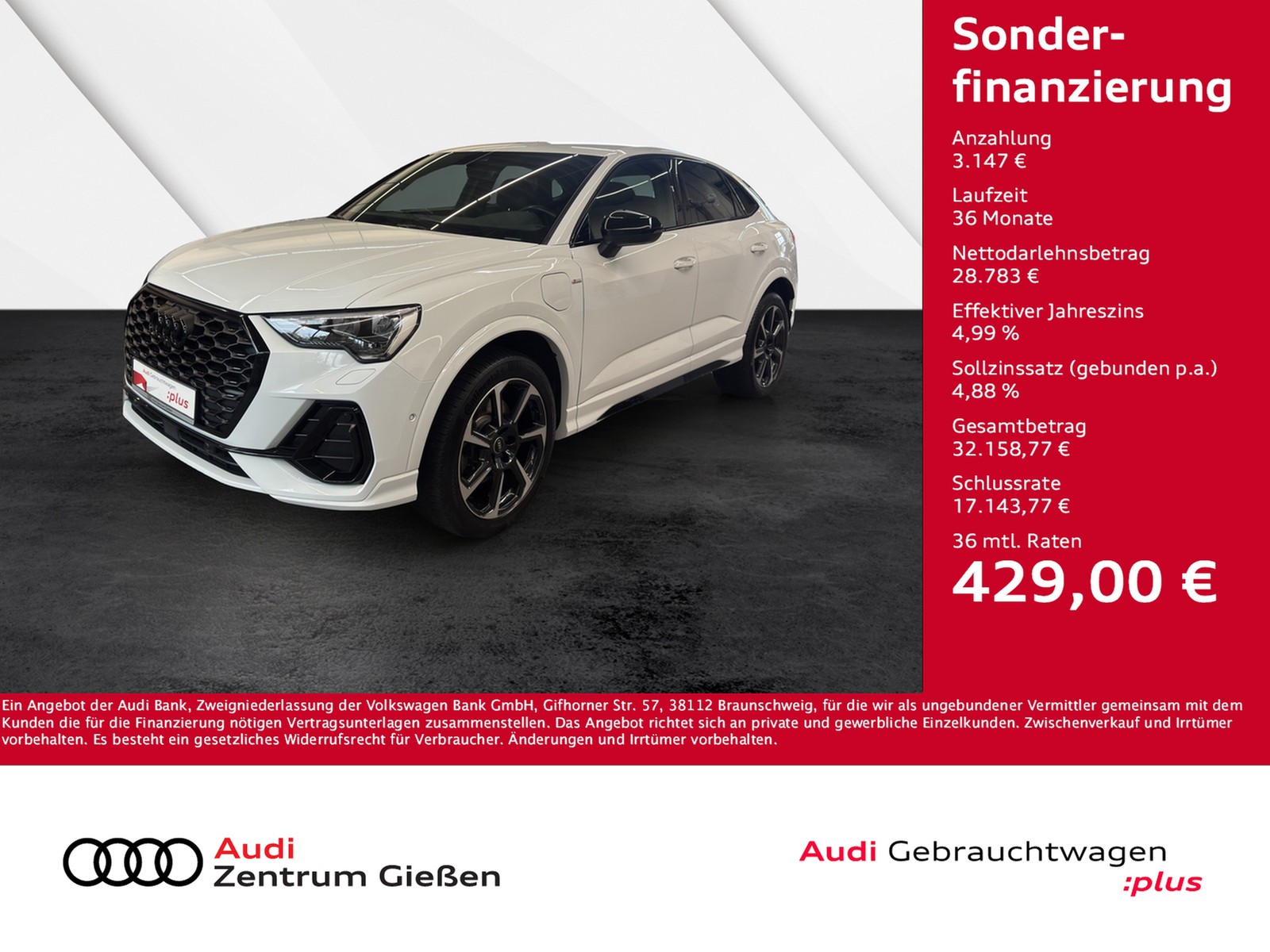 Q3 Sportback 45 TFSI e S line Black SONOS Navi 360°Kamera