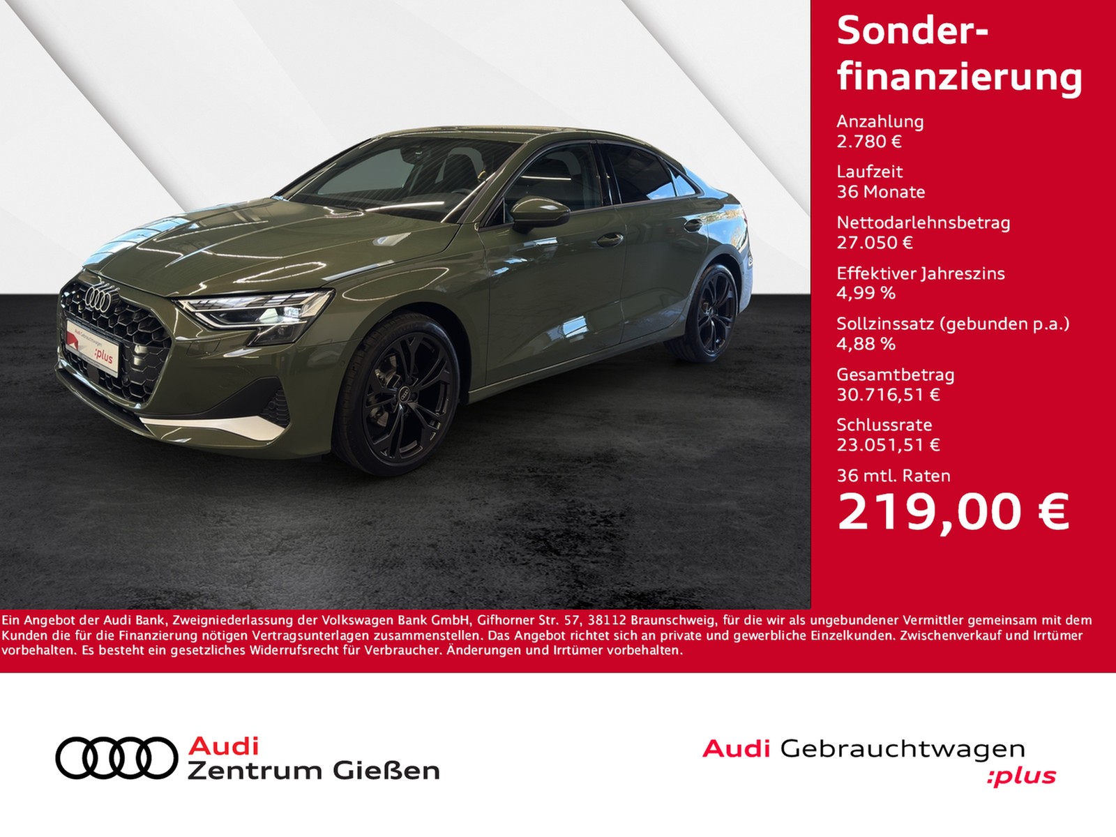 A3 Limousine 35 TFSI advanced AHK HuD SONOS Navi Kamera