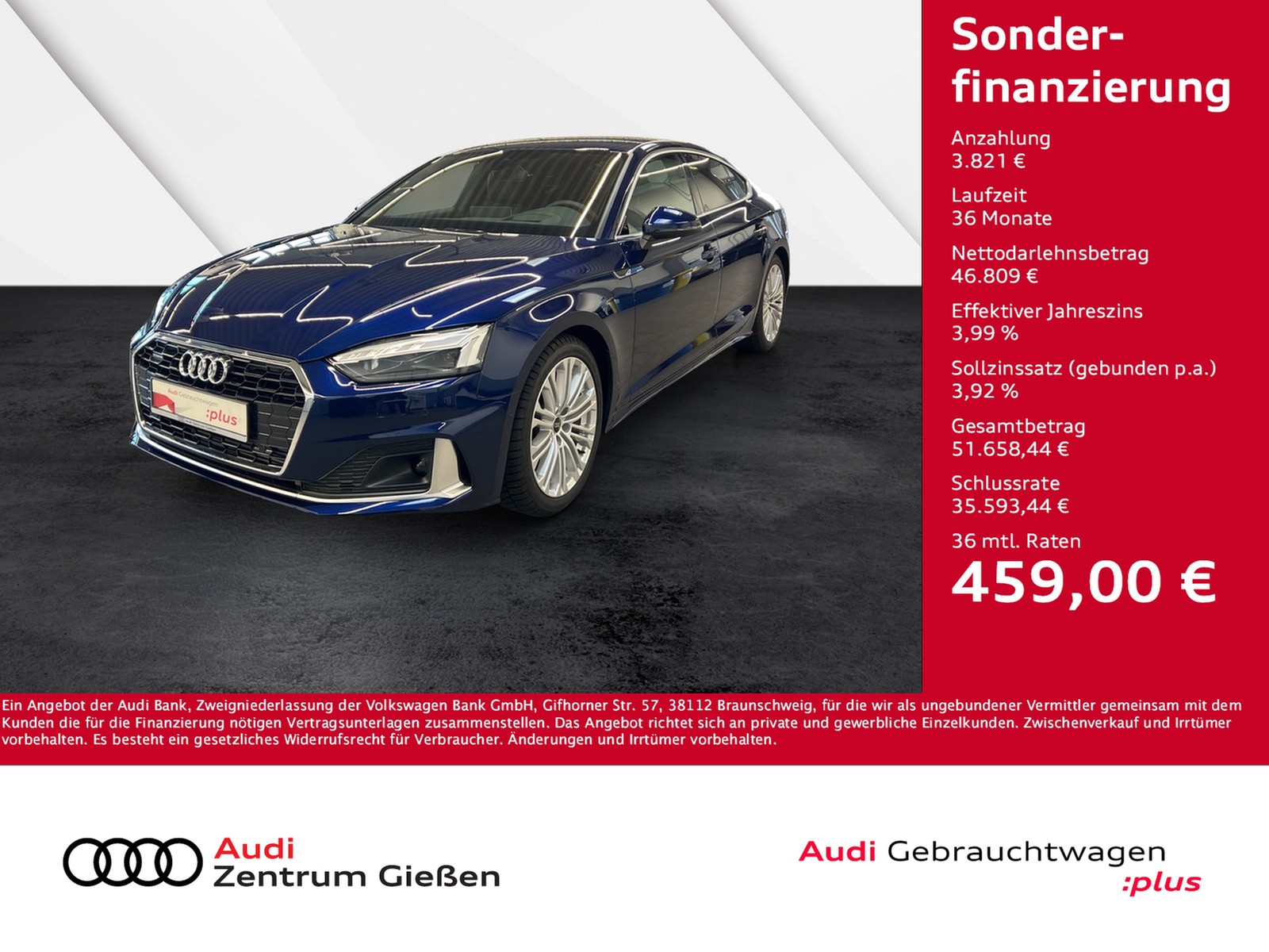 A5 Sportback 40 TFSI quattro advanced B&O HuD MATRIX-LE...