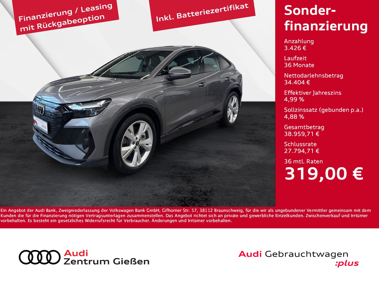 Q4 e-tron Sportback 40 S line Black Assistenzpaket Navi