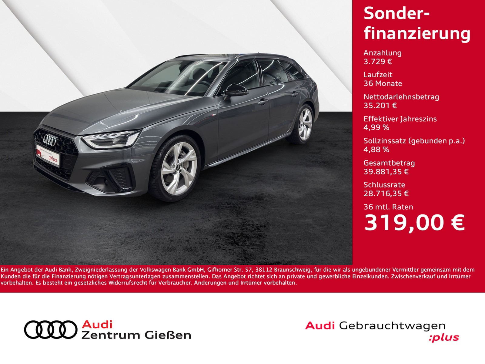 A4 Avant 40 TDI S line Black Pano Navi Kamera