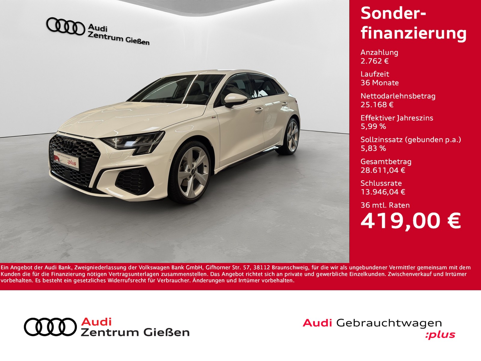 A3 Sportback 40 TDI quattro S line Black Kamera Navi