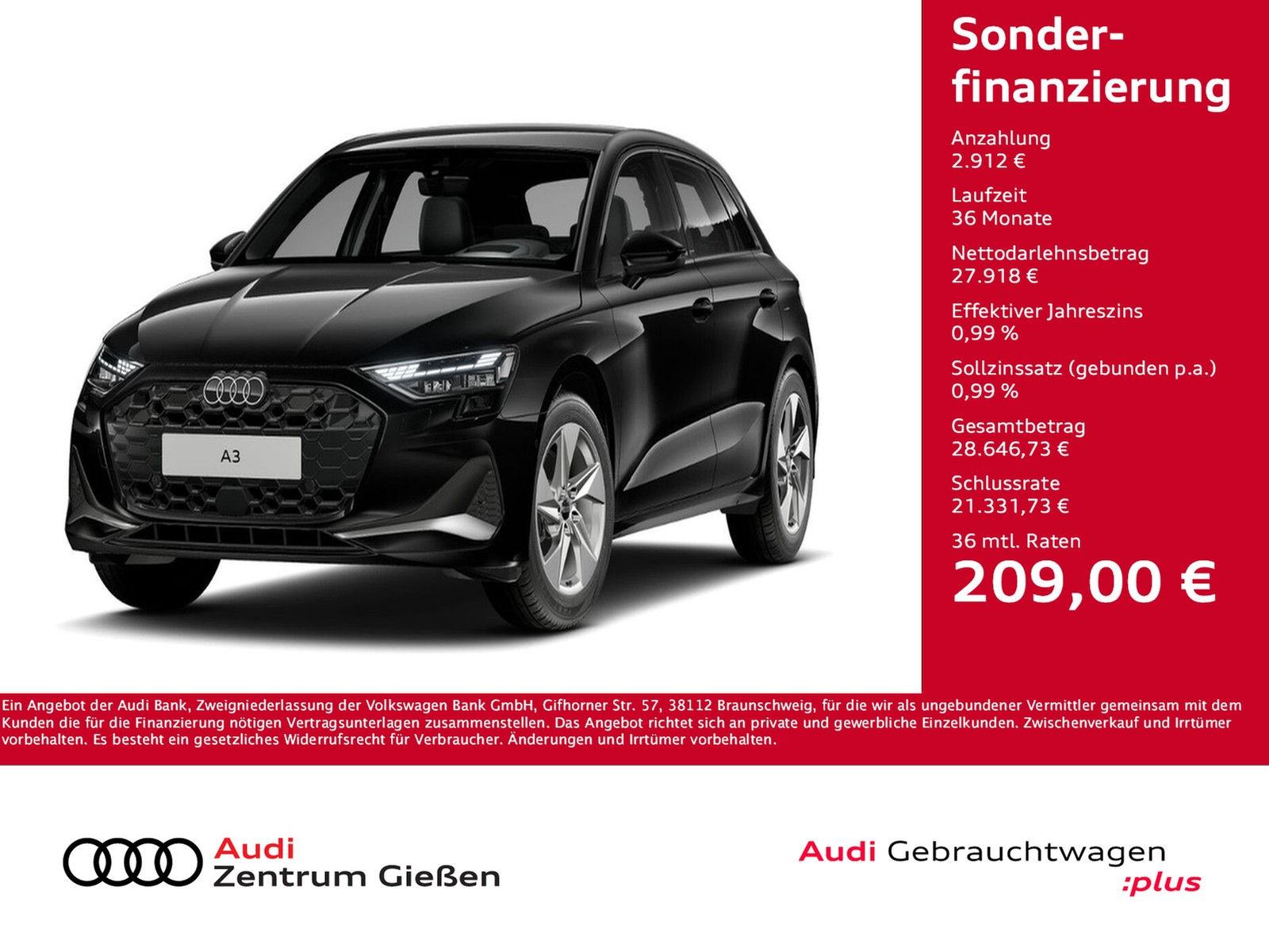 A3 Sportback 35 TDI advanced LED Navi HuD SONOS