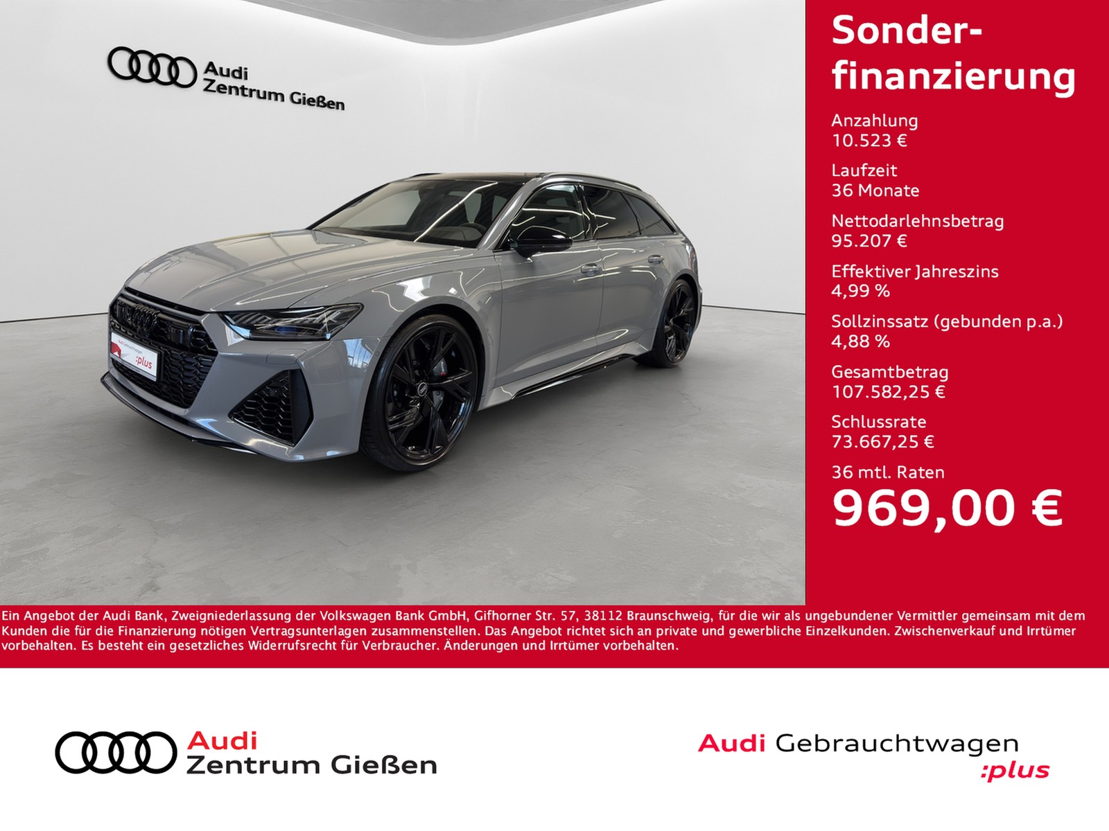 RS 6 Avant TFSI quattro Black Pano B&O HuD AHK 360°Kamera