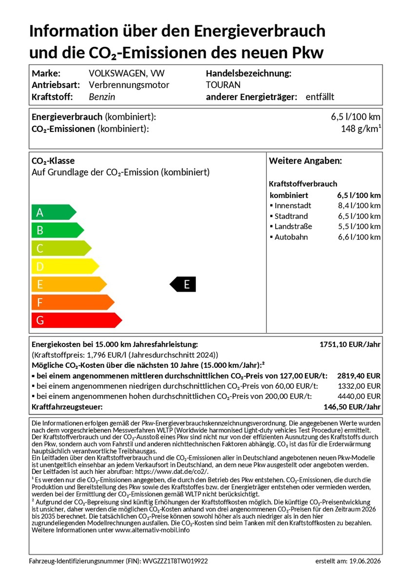 Touran TSI DSG Comfortline 7-Si. ACC LED AHK