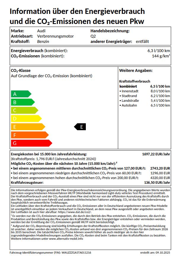 Q2 S line 35 TFSI 110 kW Stronic UPE 52010 AHK, Optikpaket schwarz plus, SONOS, Matrix