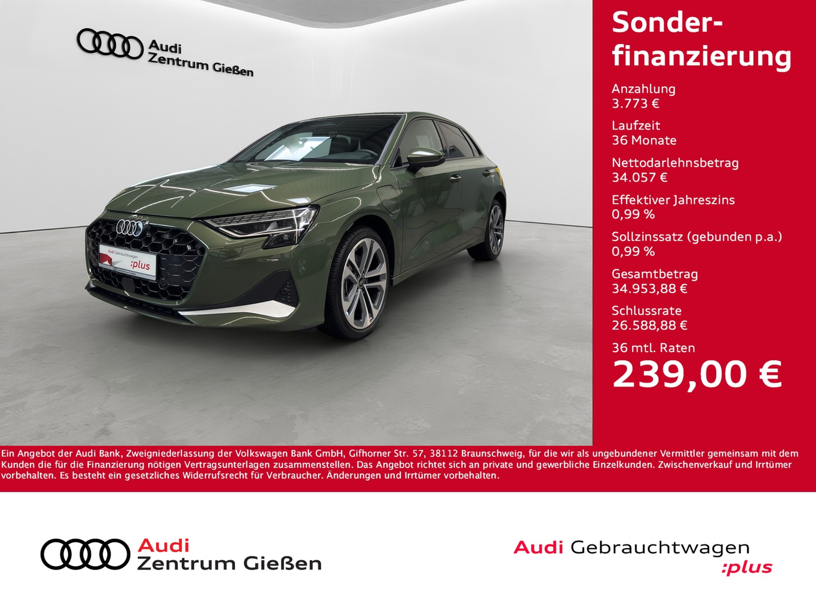 A3 Sportback TFSI e advanced HuD Pano SONOS Navi