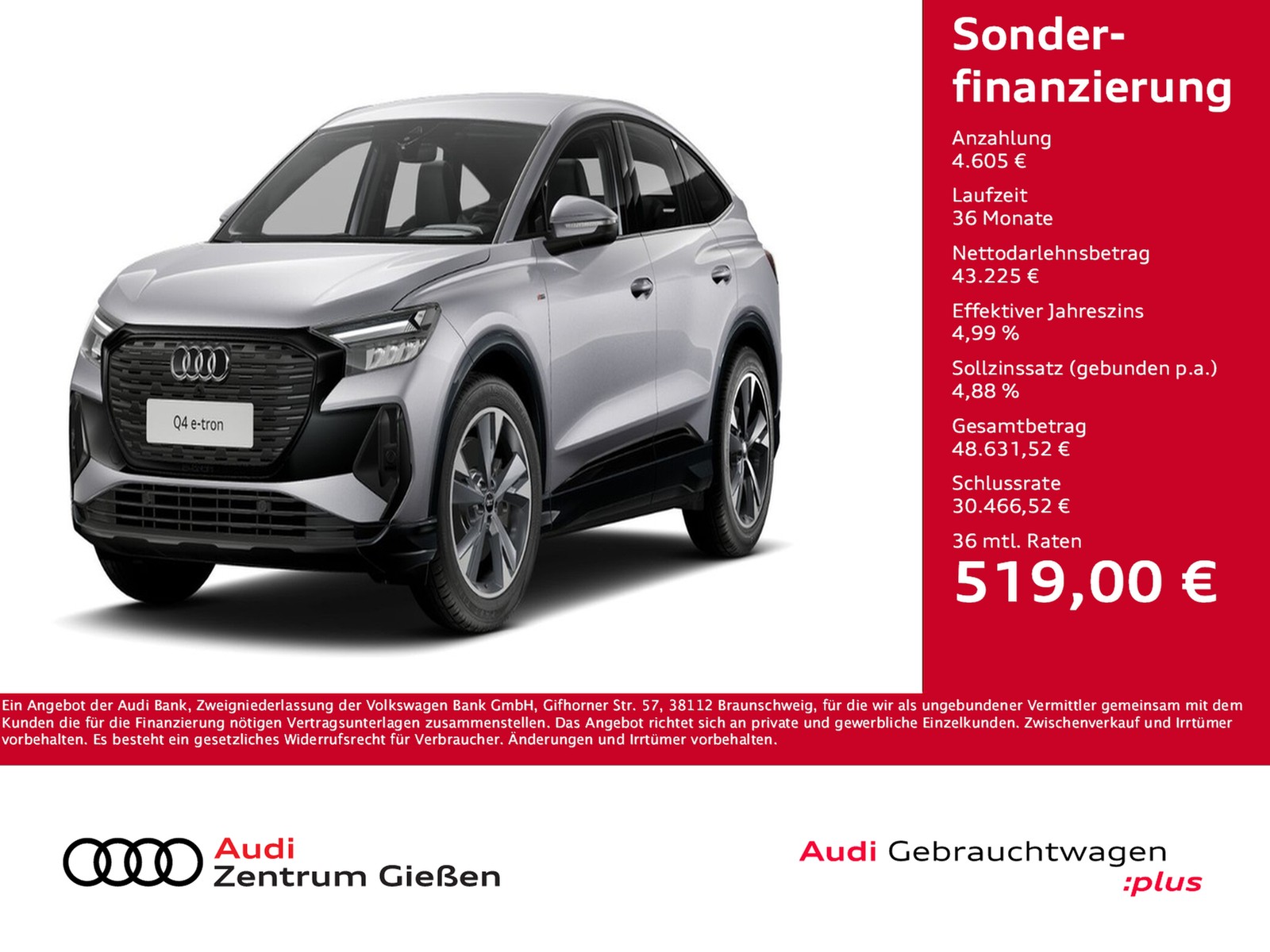 Q4 e-tron 45 Sportback S line Black Assistenzpaket plus