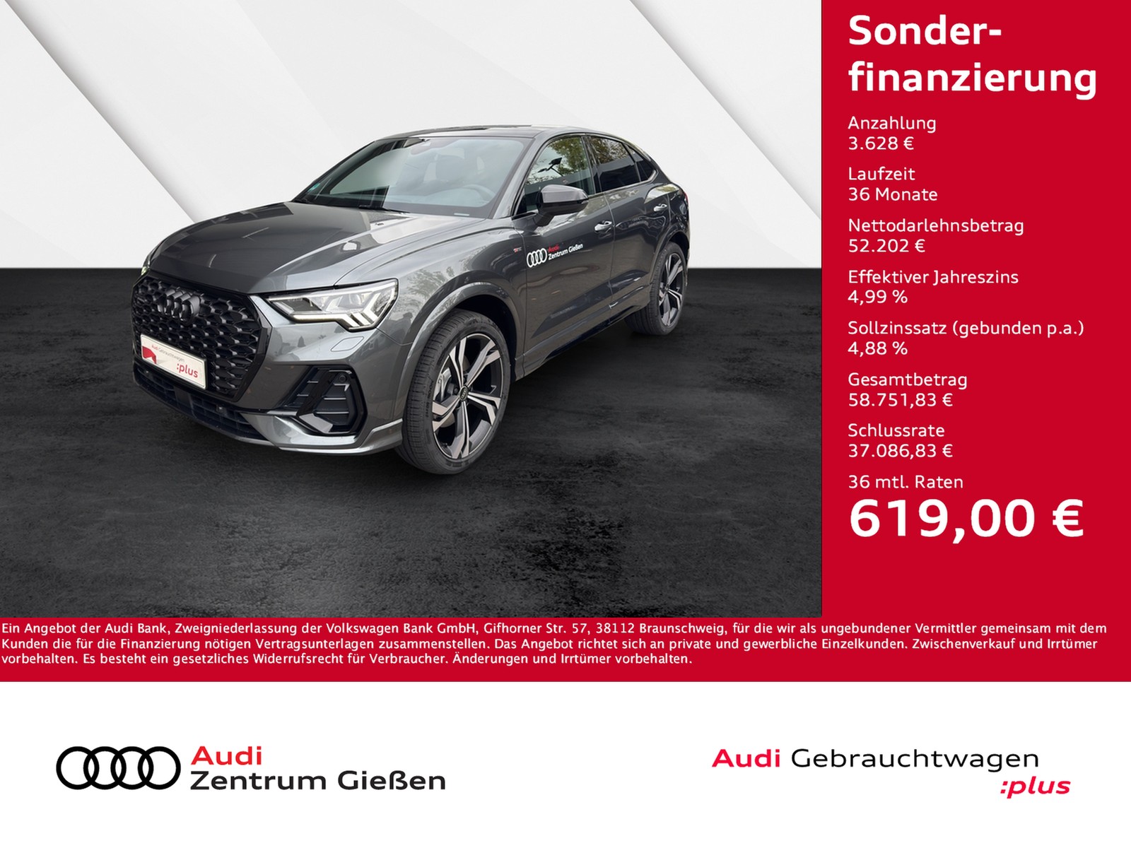 Q3 Sportback 40 TDI quattro S line Pano SONOS AHK Matri...
