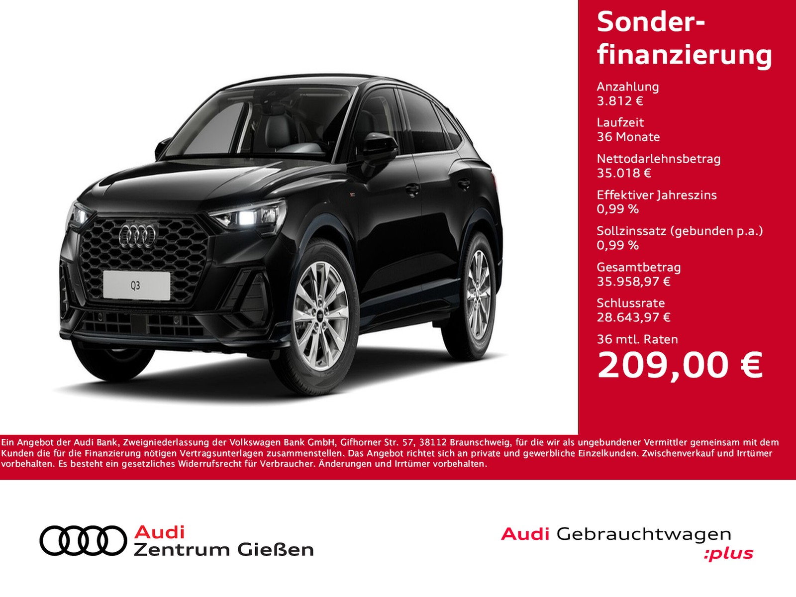 Q3 Sportback 35 TFSI S-tronic S line Black AHK Navi