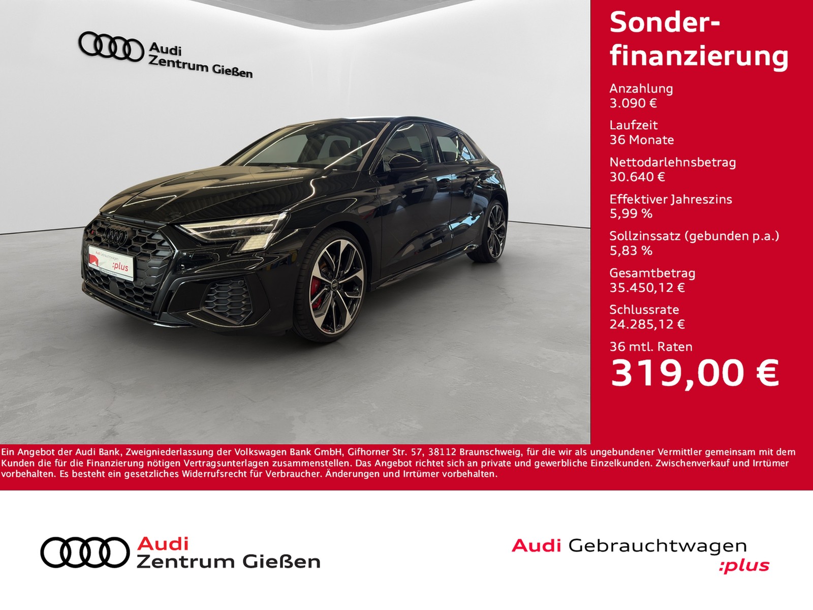 S3 Sportback TFSI quattro Black B&O Matrix-LED Navi