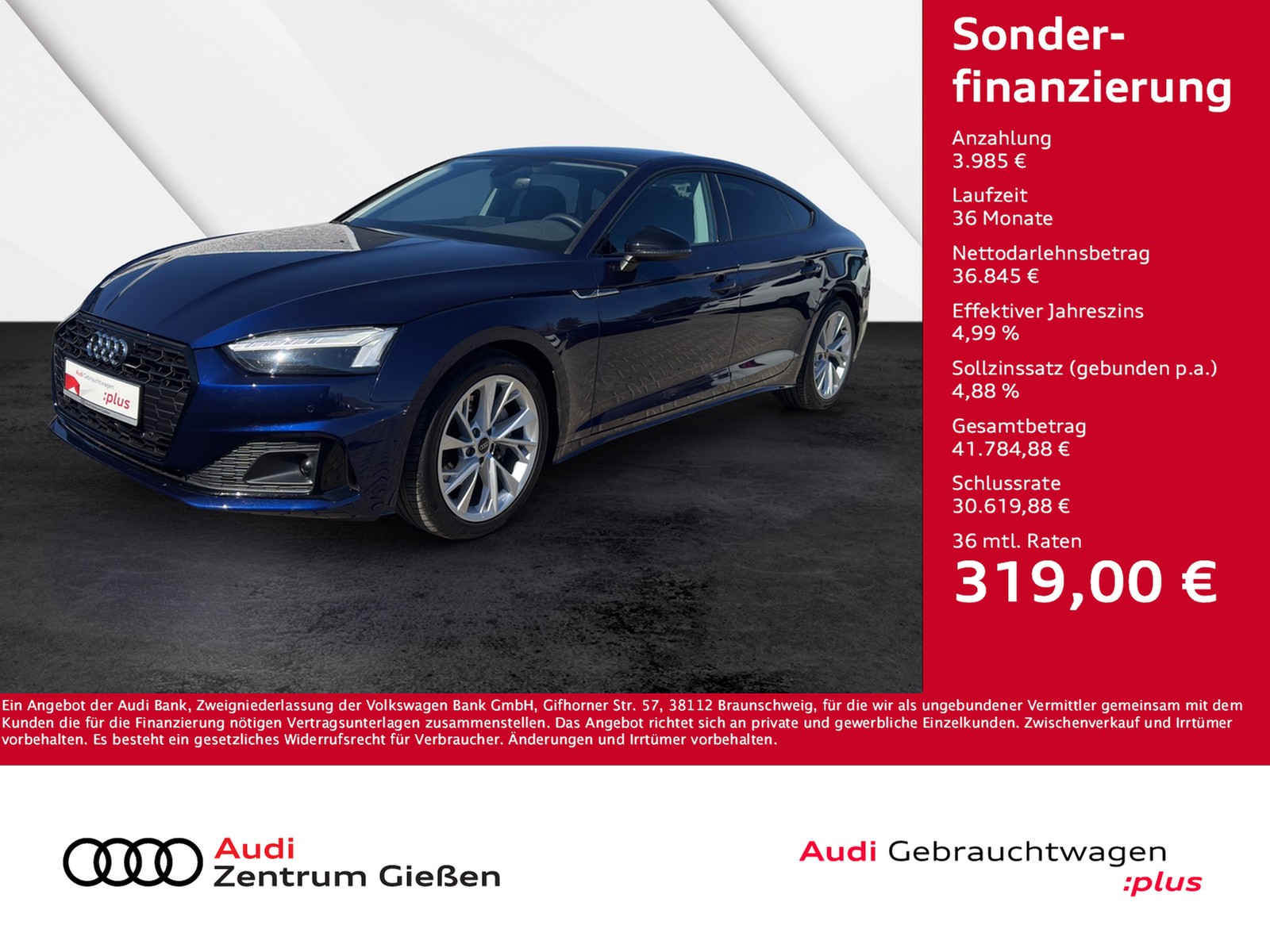 A5 Sportback 40 TDI advanced black MATRIX PANO