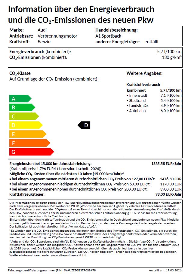 A1 Sportback S line 30 TFSI 85 kW S tronic UPE 35655 Interieur S line, Exterieur S line plus