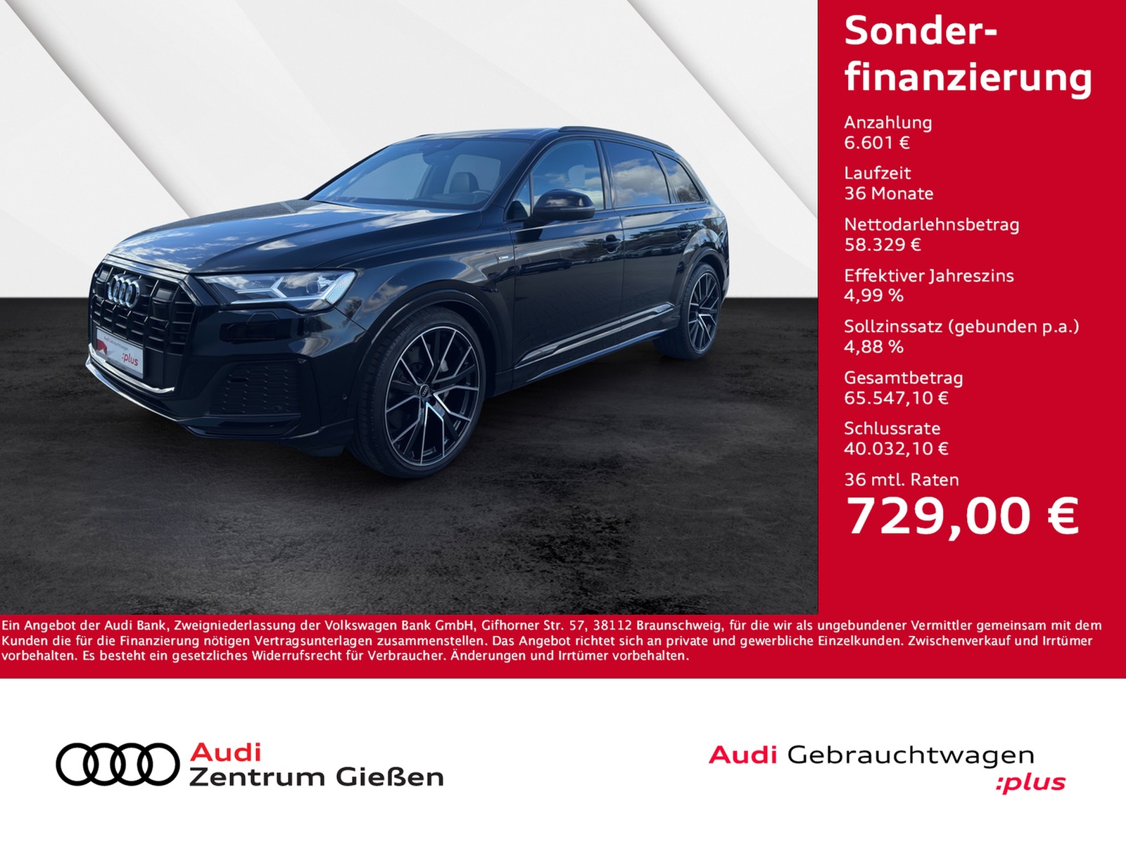 Q7 50 TDI quattro S line Black HuD Pano B&O AHK Standheizung