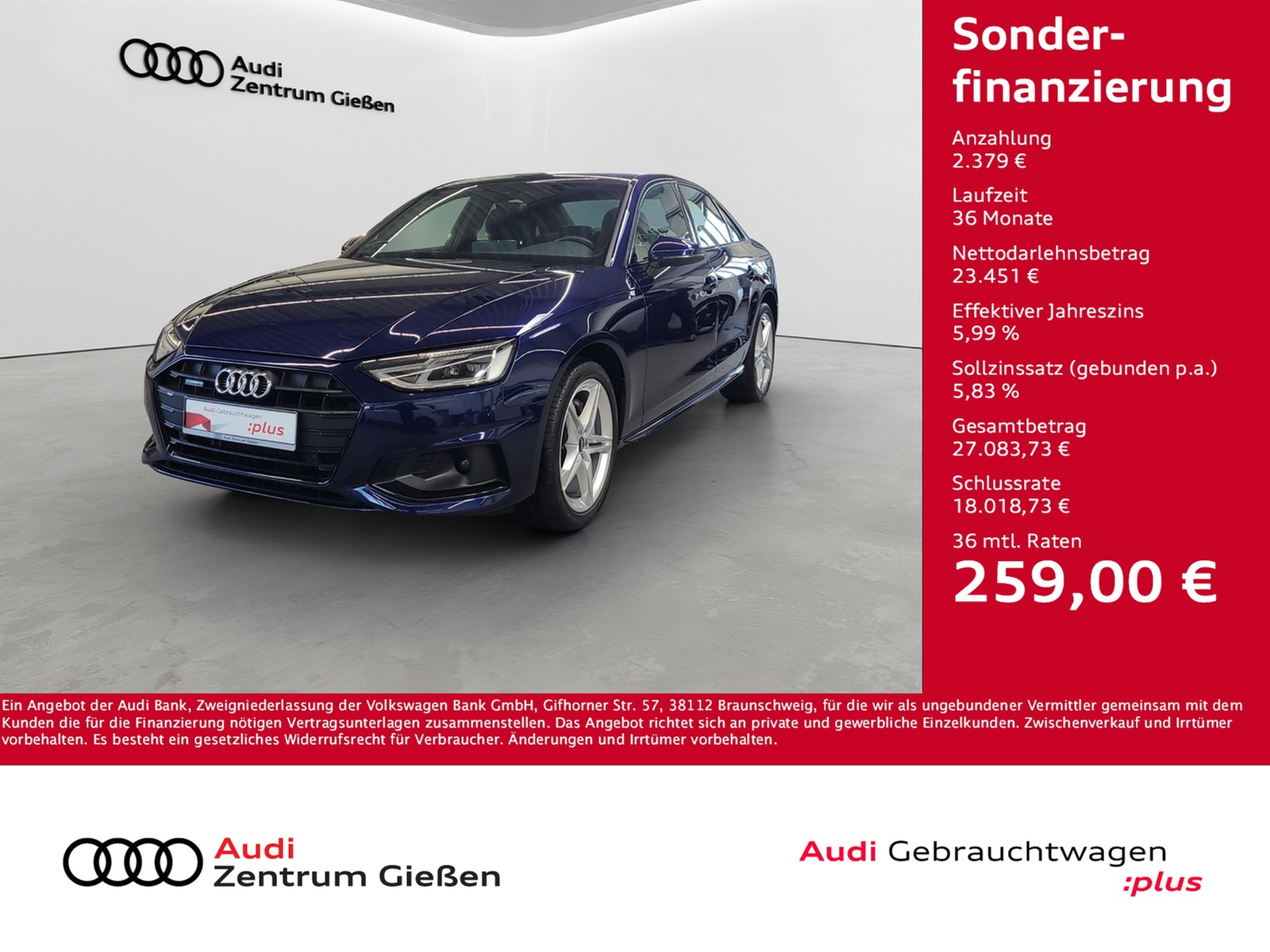 A4 Limousine 40 TDI quattro advanced AHK Navi Kamera LED