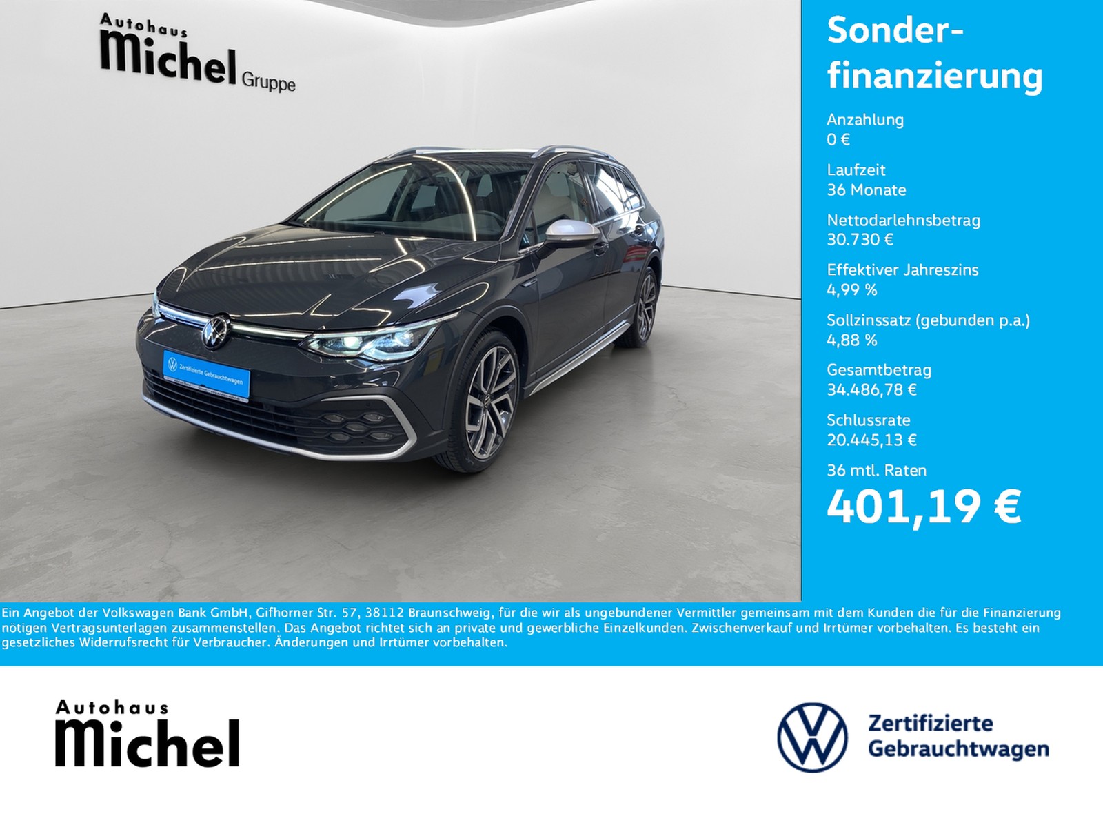 Golf 8 Variant TDI DSG 4M Alltrack IQ-Light Panodach St...