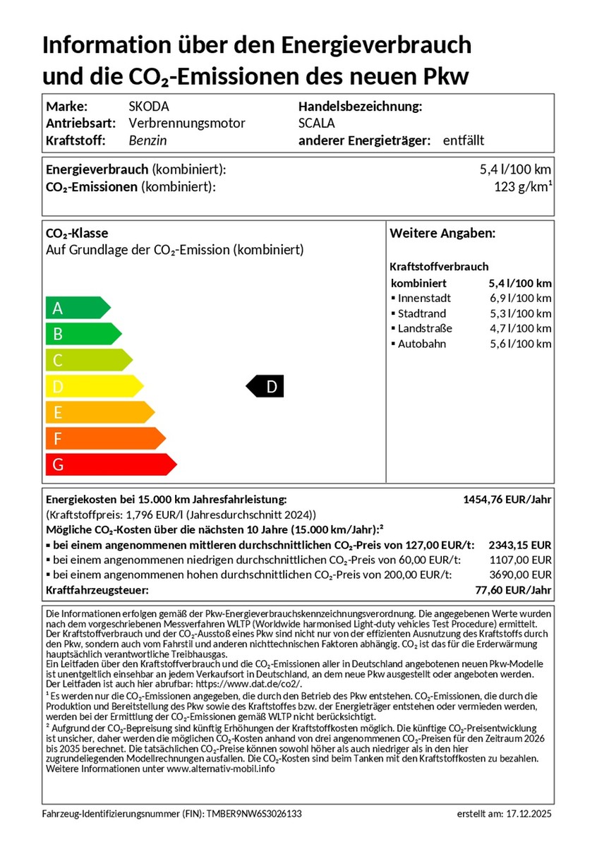 Scala TSI DSG Selection LED Kamera SmartLink